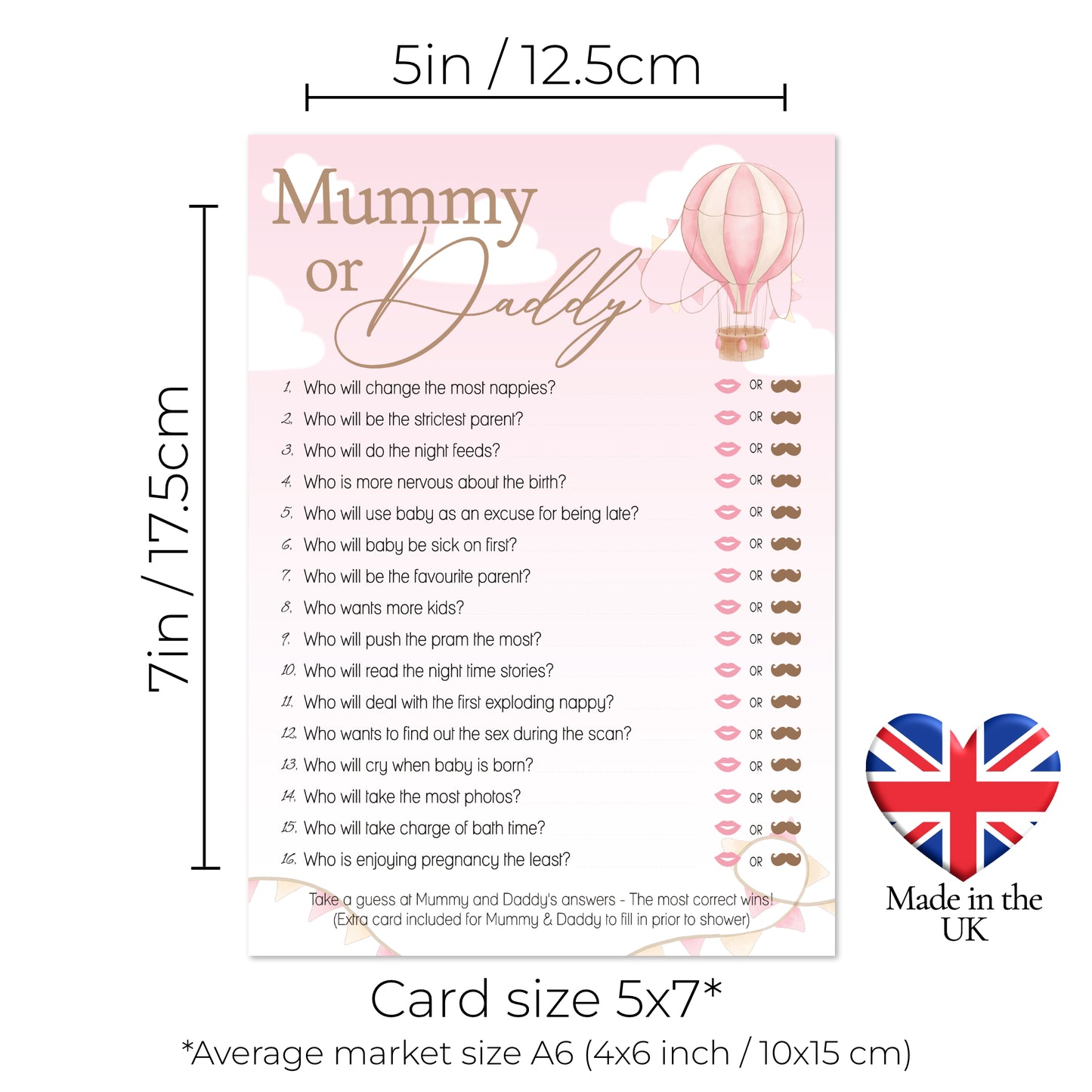 COMING SOON - Baby Shower Game Mummy or Daddy in Up, Up and Away Pink Theme