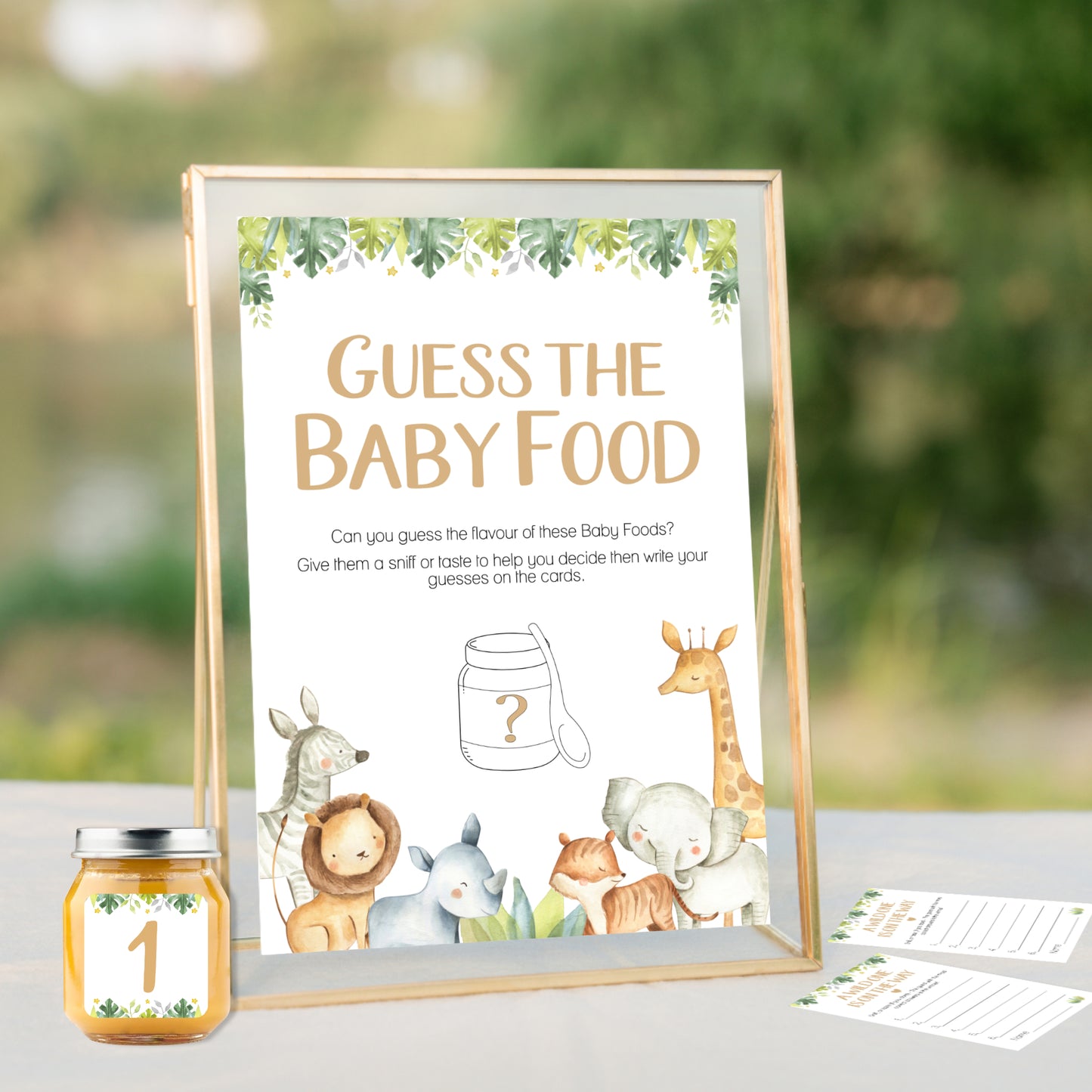 Safari Themed Guess the Baby Food Game