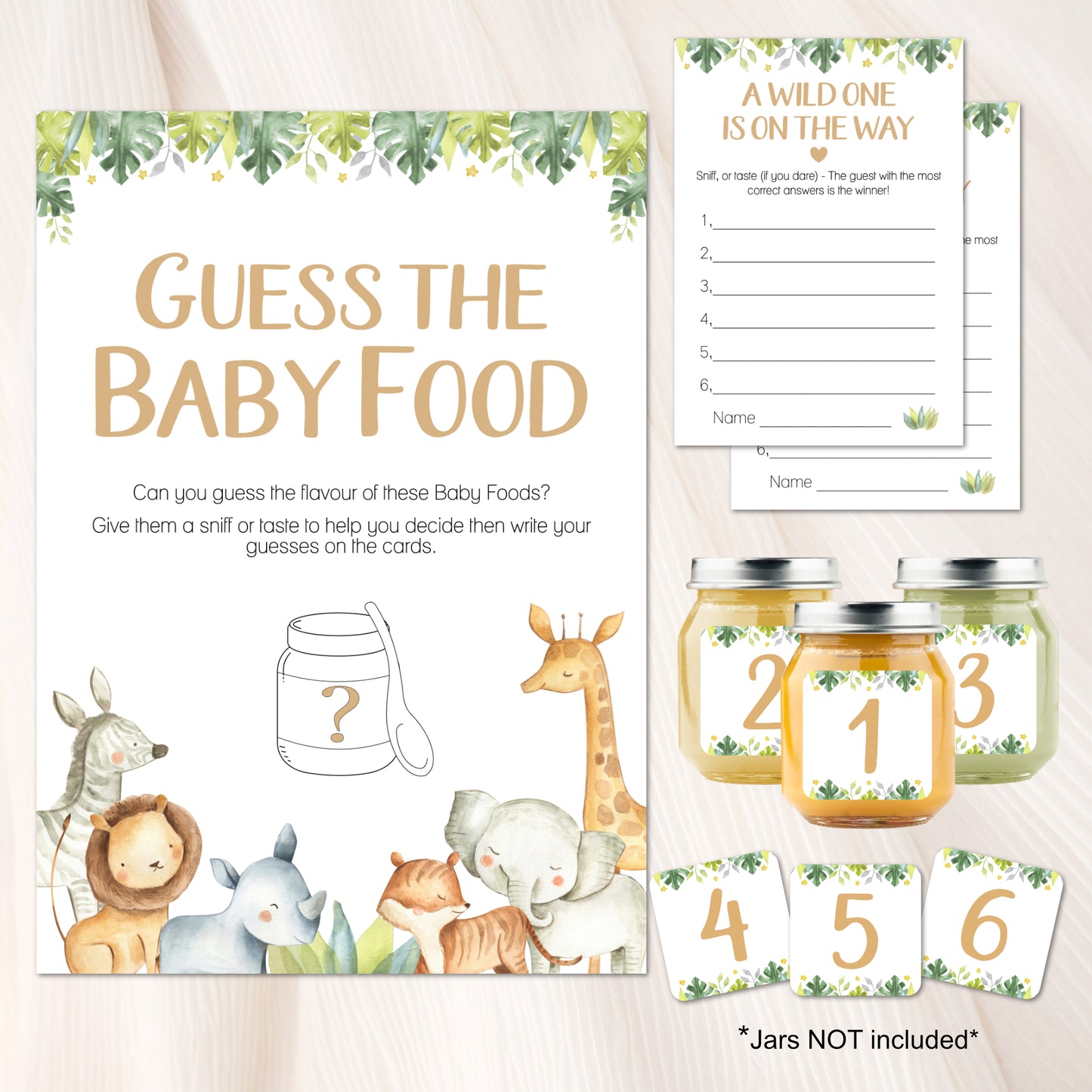 Safari Themed Guess the Baby Food Game