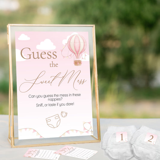 NEW - Up Up and Away Themed Guess the Sweet Mess Game In Pink