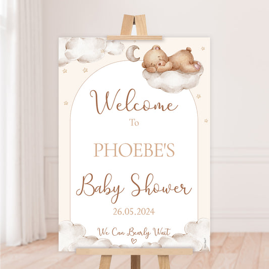 Personalised Teddy Bear Welcome Sign for Baby Showers