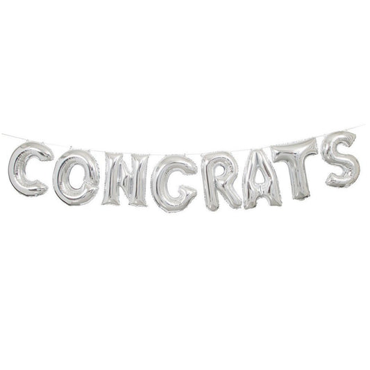 Silver CONGRATS Phrase Balloon Banner