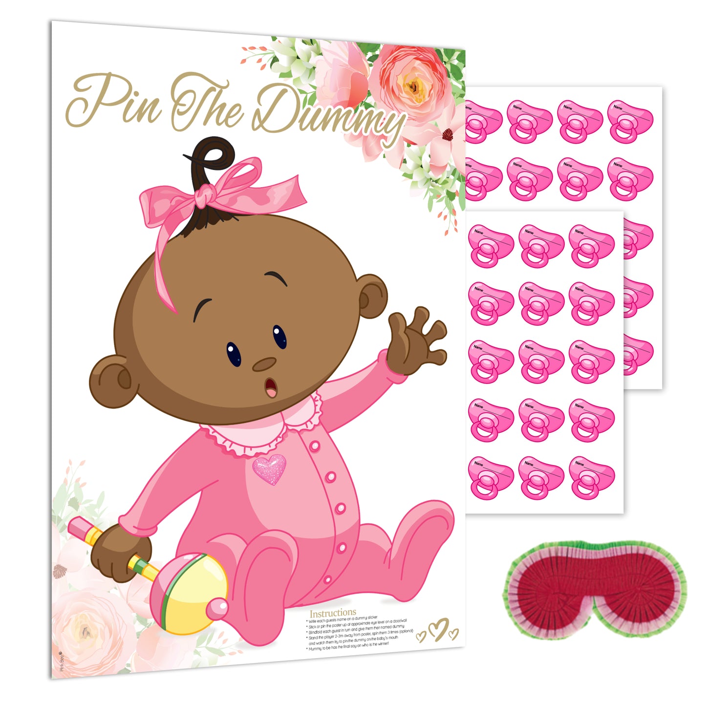 Pink Floral Pin the Dummy Game ethnic